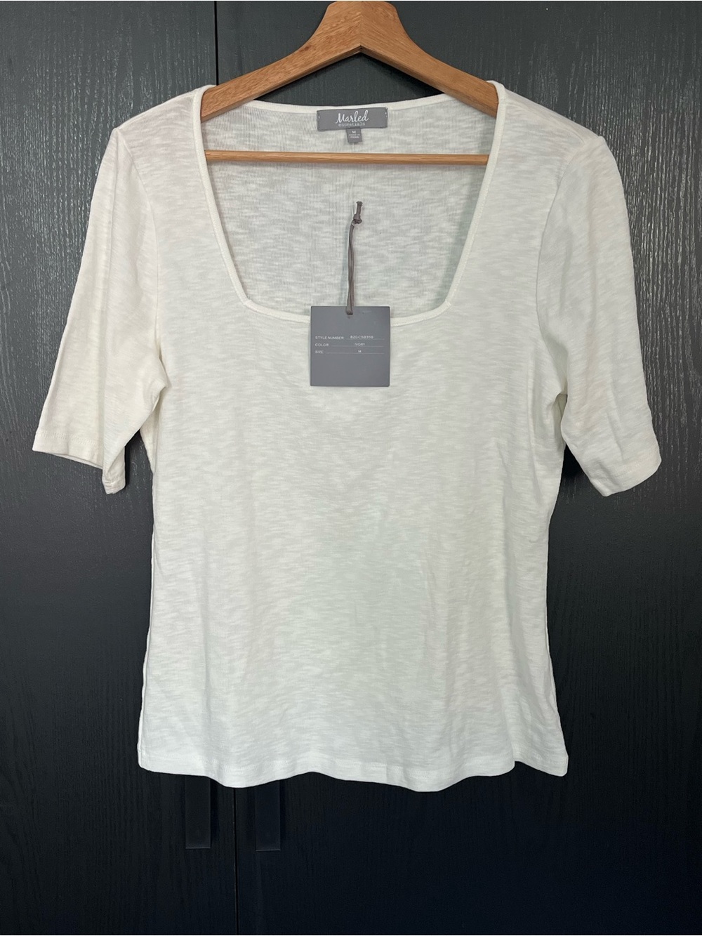 Marled Essentials Women's Square-Neck Tee in Off-White